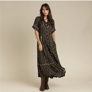 Sendero Provisions Co Western La Dahlia Black Floral Maxi Dress